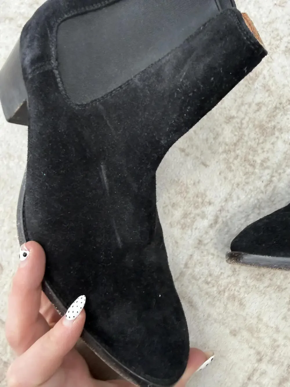 Frye Boots Womens Size 8 Black Suede Chelsea Ankle Block Heel Pull On Booties